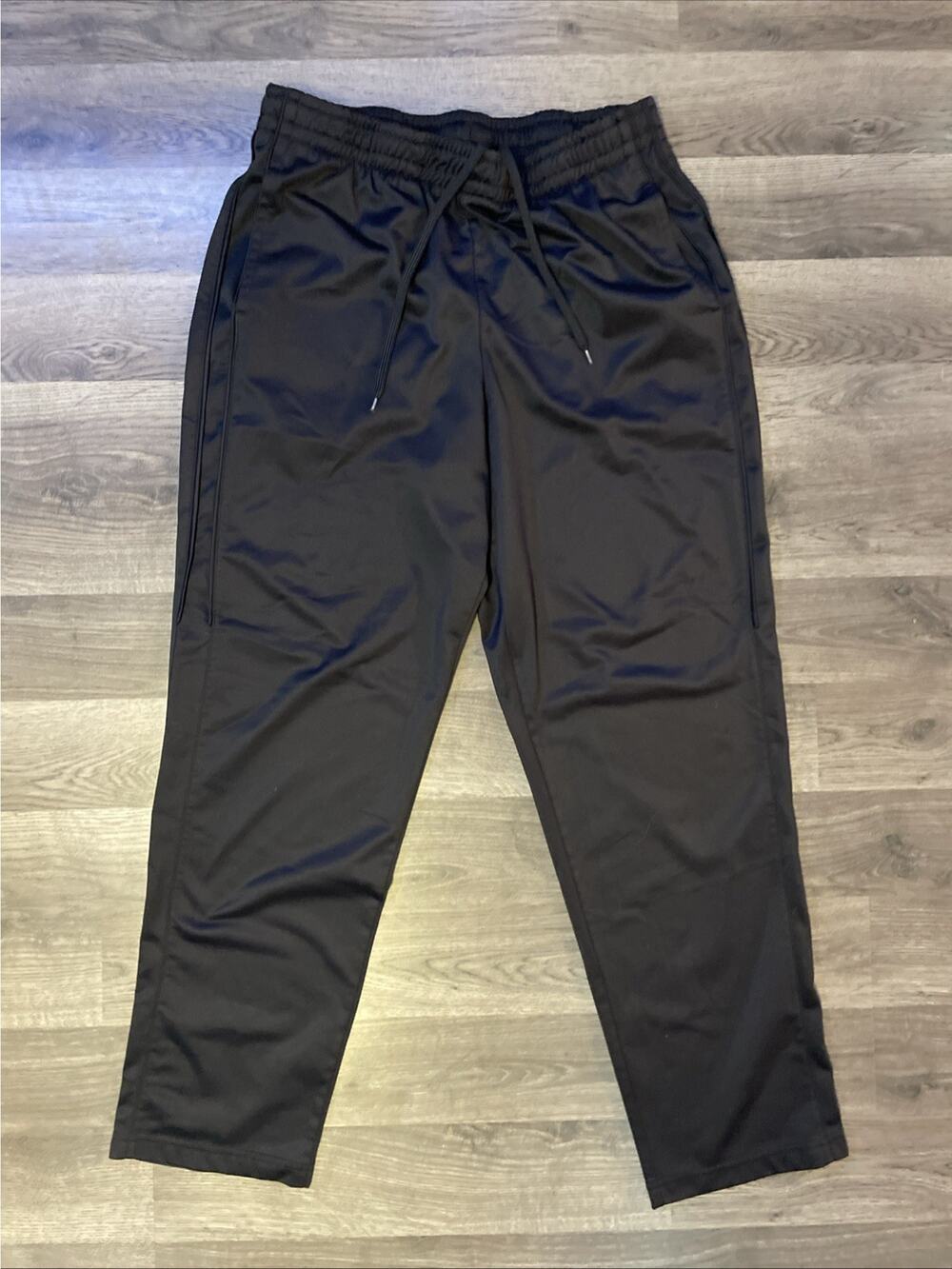Tek Gear Men’s XL Black Tricot Track Pants Open Bottom Athletic Warm Up Pockets